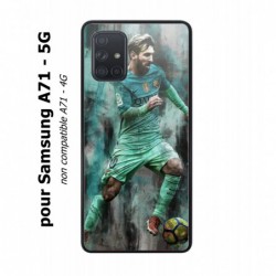 Coque noire pour Samsung Galaxy A71 - 5G Lionel Messi FC Barcelone Foot vert-rouge-jaune