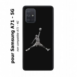 Coque noire pour Samsung Galaxy A71 - 5G Michael Jordan 23 shoot Chicago Bulls Basket