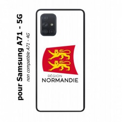 Coque noire pour Samsung Galaxy A71 - 5G Logo Normandie - Écusson Normandie - 2 léopards