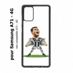 Coque noire pour Samsung Galaxy A71 - 4G Cristiano Ronaldo club foot Turin Football - Ronaldo super héros
