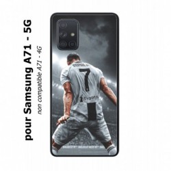 Coque noire pour Samsung Galaxy A71 - 5G Cristiano Ronaldo club foot Turin Football stade
