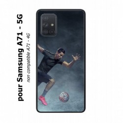 Coque noire pour Samsung Galaxy A71 - 5G Cristiano Ronaldo club foot Turin Football course ballon