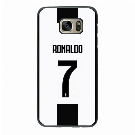 Coque noire pour Samsung A300/A3 Ronaldo CR7 Juventus Foot numéro 7 fond blanc