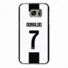Coque noire pour Samsung J510 Ronaldo CR7 Juventus Foot numéro 7 fond blanc