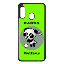 Coque noire pour Samsung Galaxy A20e Panda golfeur - sport golf - panda mignon