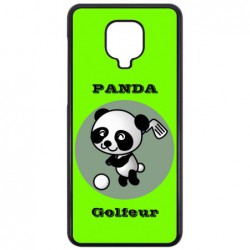 Coque noire pour Xiaomi Redmi Note 9 Pro Max Panda golfeur - sport golf - panda mignon