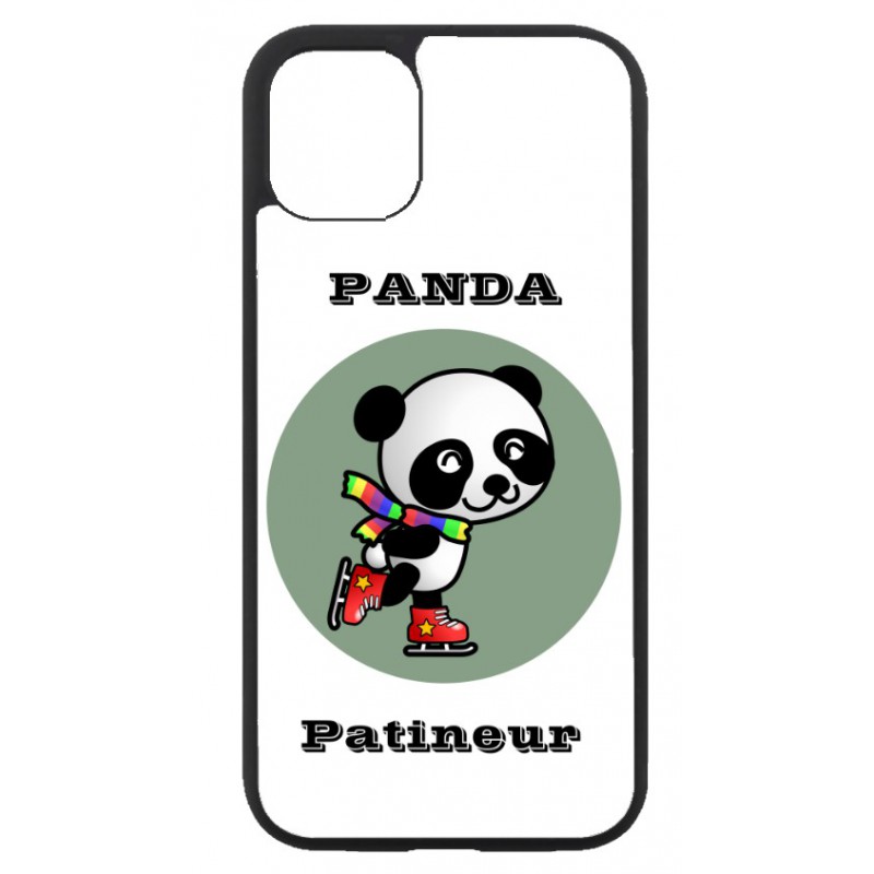 Coque noire pour IPHONE 4/4S Panda patineur patineuse - sport patinage