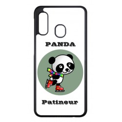 Coque noire pour Samsung Galaxy A20s Panda patineur patineuse - sport patinage