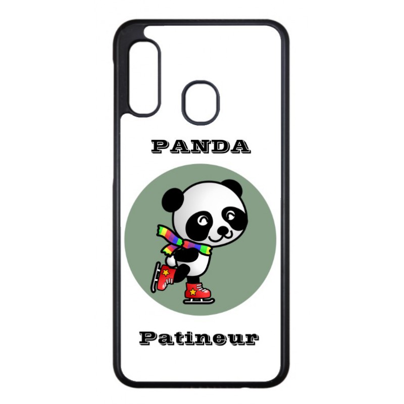 Coque noire pour Samsung Note 4 Panda patineur patineuse - sport patinage