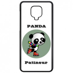 Coque noire pour Xiaomi Redmi Note 8 PRO Panda patineur patineuse - sport patinage