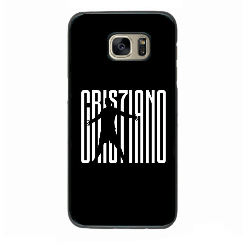 Coque noire pour Samsung S6 Edge Cristiano Ronaldo Juventus Turin Football gros caractères