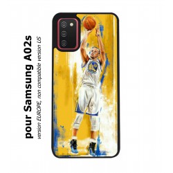 Coque noire pour Samsung Galaxy A02s Stephen Curry Golden State Warriors Shoot Basket