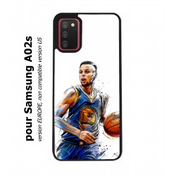 Coque noire pour Samsung Galaxy A02s Stephen Curry Golden State Warriors dribble Basket