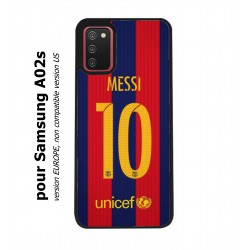 Coque noire pour Samsung Galaxy A02s maillot 10 Lionel Messi FC Barcelone Foot