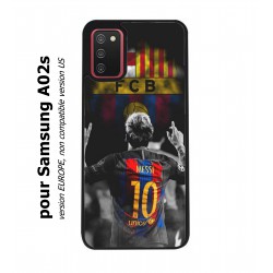 Coque noire pour Samsung Galaxy A02s Lionel Messi 10 FC Barcelone Foot