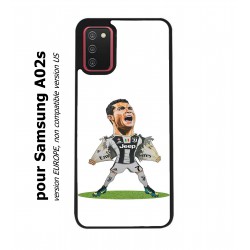 Coque noire pour Samsung Galaxy A02s Cristiano Ronaldo club foot Turin Football - Ronaldo super héros