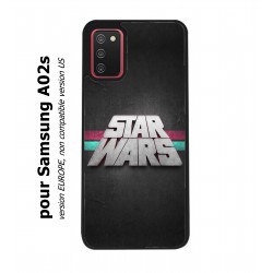 Coque noire pour Samsung Galaxy A02s logo Stars Wars fond gris - légende Star Wars
