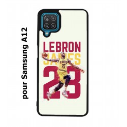 Coque noire pour Samsung Galaxy A12 star Basket Lebron James Cavaliers de Cleveland 23