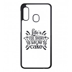 Coque noire pour Samsung Galaxy A12 Life's too short to say no to cake - coque Humour gâteau