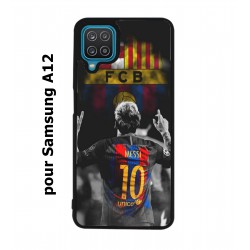Coque noire pour Samsung Galaxy A12 Lionel Messi 10 FC Barcelone Foot
