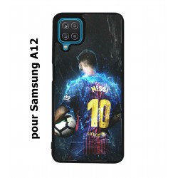 Coque noire pour Samsung Galaxy A12 Lionel Messi FC Barcelone Foot