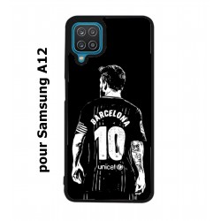 Coque noire pour Samsung Galaxy A12 Lionel Messi FC Barcelone Foot