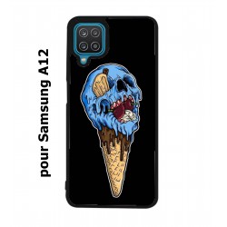 Coque noire pour Samsung Galaxy A12 Ice Skull - Crâne Glace - Cône Crâne - skull art