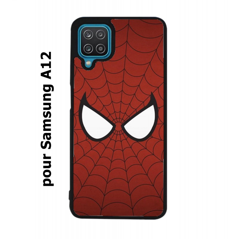 Coque noire pour Samsung Galaxy A12 les yeux de Spiderman - Spiderman Eyes - toile Spiderman
