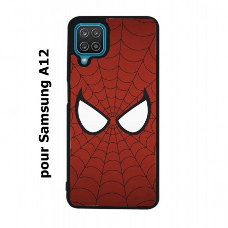 Coque noire pour Samsung Galaxy A12 les yeux de Spiderman - Spiderman Eyes - toile Spiderman