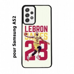 Coque noire pour Samsung Galaxy A52 star Basket Lebron James Cavaliers de Cleveland 23