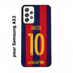 Coque noire pour Samsung Galaxy A52 maillot 10 Lionel Messi FC Barcelone Foot
