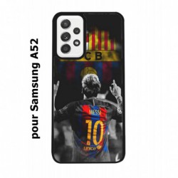 Coque noire pour Samsung Galaxy A52 Lionel Messi 10 FC Barcelone Foot