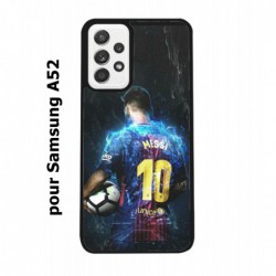 Coque noire pour Samsung Galaxy A52 Lionel Messi FC Barcelone Foot
