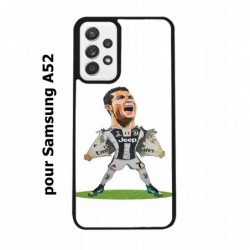 Coque noire pour Samsung Galaxy A52 Cristiano Ronaldo club foot Turin Football - Ronaldo super héros
