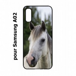 Coque noire pour Samsung Galaxy A02 Coque cheval blanc - tête de cheval