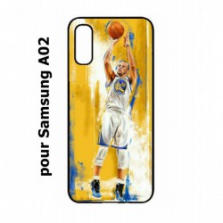 Coque noire pour Samsung Galaxy A02 Stephen Curry Golden State Warriors Shoot Basket
