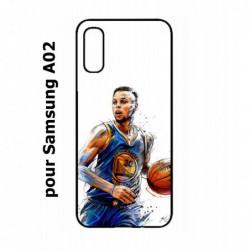 Coque noire pour Samsung Galaxy A02 Stephen Curry Golden State Warriors dribble Basket