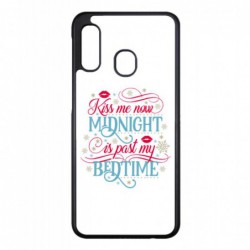 Coque noire pour Samsung Galaxy A02 Kiss me now Midnight is past my Bedtime amour embrasse-moi