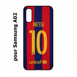 Coque noire pour Samsung Galaxy A02 maillot 10 Lionel Messi FC Barcelone Foot