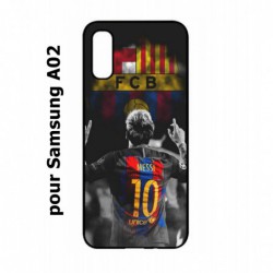 Coque noire pour Samsung Galaxy A02 Lionel Messi 10 FC Barcelone Foot