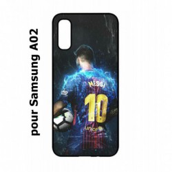 Coque noire pour Samsung Galaxy A02 Lionel Messi FC Barcelone Foot