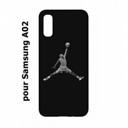 Coque noire pour Samsung Galaxy A02 Michael Jordan 23 shoot Chicago Bulls Basket