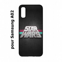 Coque noire pour Samsung Galaxy A02 logo Stars Wars fond gris - légende Star Wars