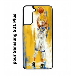Coque noire pour Samsung Galaxy S21 Plus Stephen Curry Golden State Warriors Shoot Basket