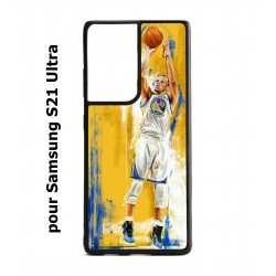 Coque noire pour Samsung Galaxy S21 Ultra Stephen Curry Golden State Warriors Shoot Basket