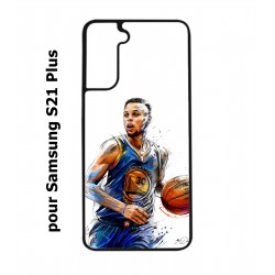 Coque noire pour Samsung Galaxy S21 Plus Stephen Curry Golden State Warriors dribble Basket