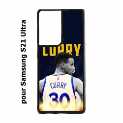 Coque noire pour Samsung Galaxy S21 Ultra Stephen Curry Golden State Warriors Basket 30