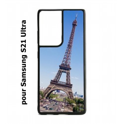 Coque noire pour Samsung Galaxy S21 Ultra Tour Eiffel Paris France