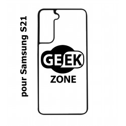 Coque noire pour Samsung Galaxy S21 Logo Geek Zone noir & blanc