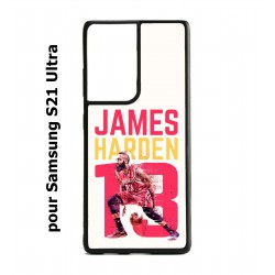Coque noire pour Samsung Galaxy S21 Ultra star Basket James Harden 13 Rockets de Houston
